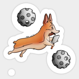 Pickleball Chasing Corgi Sticker